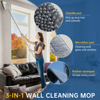 POPMOP Wall Cleaner Mop with Long Handle, Wall Duster with Extension Pole, 3-in-1 Wall Cleaner, Dust Mop with 5 Reusable Pads
