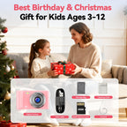 Digital Camera 4K for Kids: 48MP Pink Camera for Teens Photography - Christmas Birthday Gifts for Girls - 16X Zoom Shoot for Vlogging - Compact Camera for 6 7 8 9 10 Years Old- Toys for Toddler