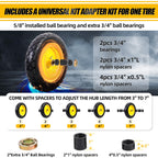 MZREXN 4.80/4.00-8" Wheelbarrow Tires, 15" Flat Free Tire and Wheel