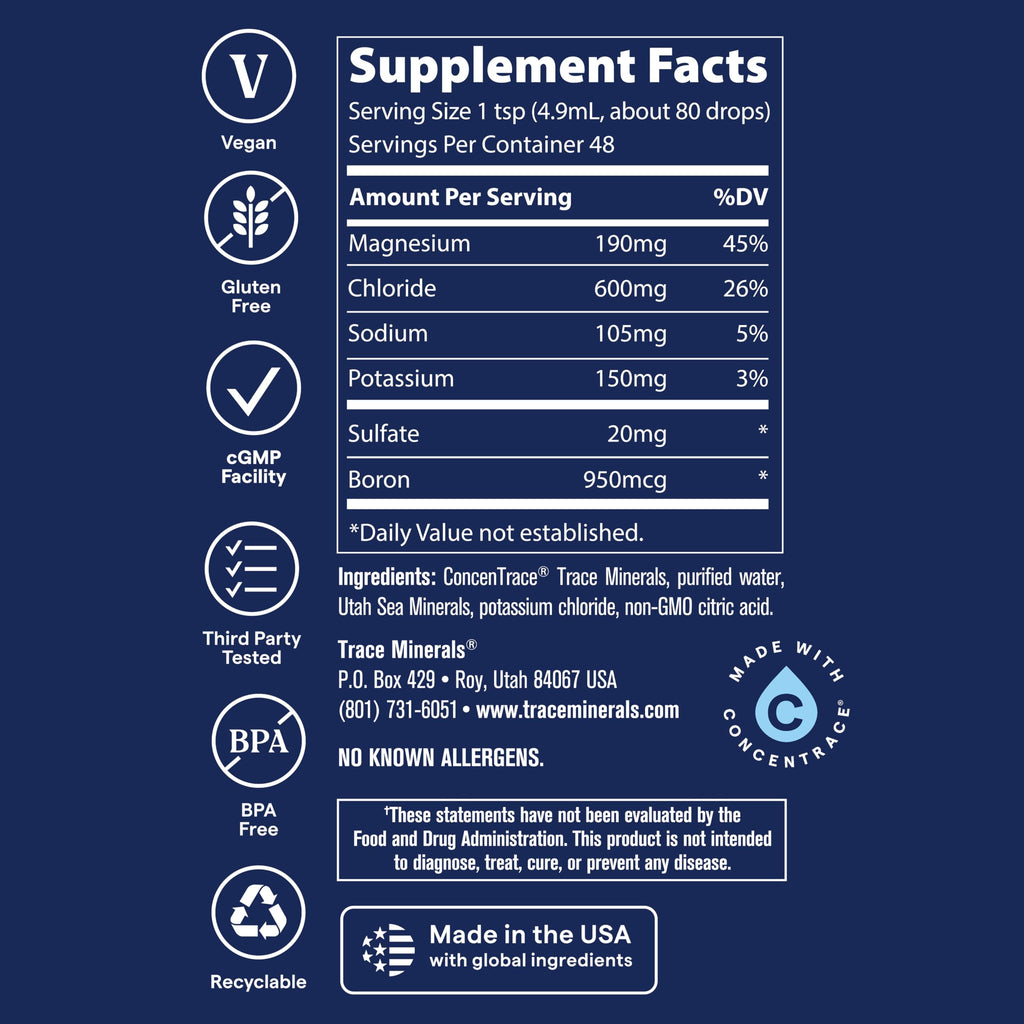 Trace Minerals 40,000 Volts - Supports Hydration, Energy, Muscles, Stamina, and Endurance - Liquid Multimineral and Electrolyte Concentrate with Ionic Magnesium, Sodium, Potassium (48 Servings)