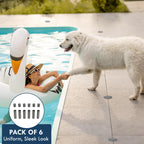 Pool Fence Deck Sleeves & Hole Caps - Putty 6 Pack - 1 Inch Pole Fencing, Inserts with Plugs, Universal Fit for DIY Safety Fence,