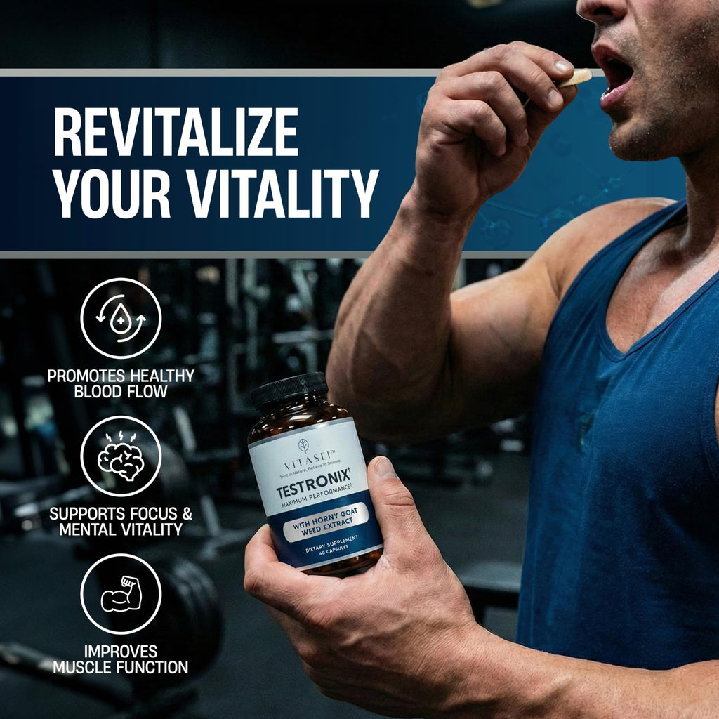 VITASEI Testronix Performance Supplement for Men - Energy and Muscle Supplements for Mens Health - 60 Capsules (Pack of 2)