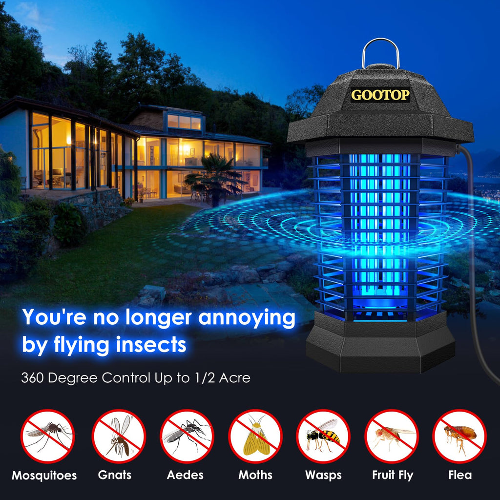 GOOTOP Remote Control Insect Zapper Outdoor Mosquito Zapper Fly Traps Fly Zapper Mosquito Killer 3 Pin Plug 90-130V ABS Plastic External