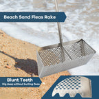 Sand Flea Rake, 47" Detachable Stainless Steel Beach Sifter & Bucket