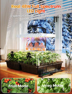 MetryGrow 48W Full Spectrum LED Grow Light Seed Starter Kit, 80-Cell Tray with 30W Heating Mat & Adjustable Dome, Waterproof Germination System for Healthy Indoor Seedlings