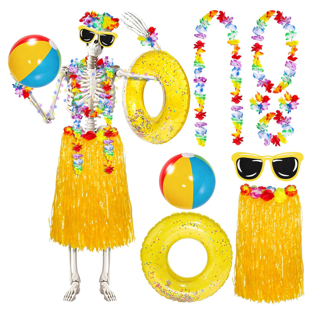 Apopipico 10 Pcs 12 ft Skeleton Summer Costume Outfits Accessories Set