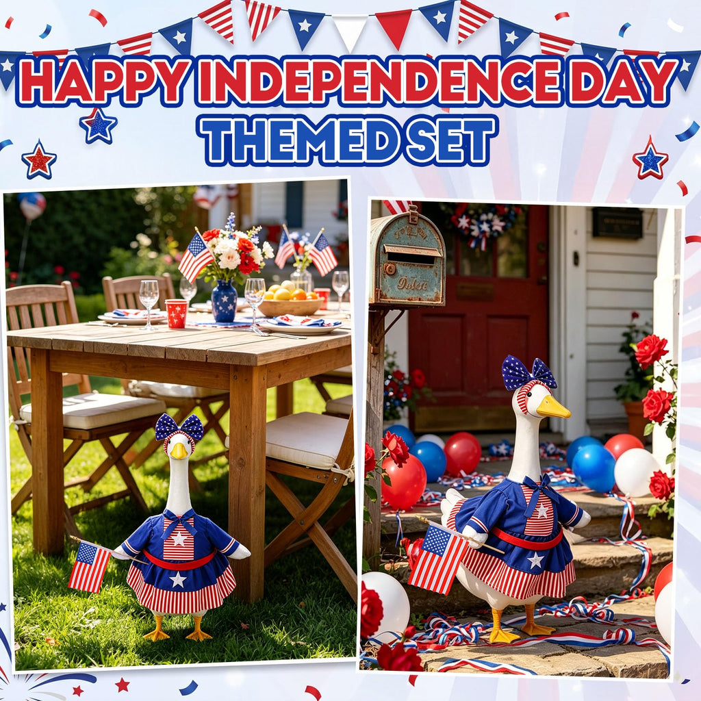 ZhouBoat Patriotic 4th of July Porch Goose Outfit for 23 Inch Lawn Statue