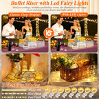 8 Pcs Clear Acrylic Buffet Risers with LED Fairy Lights, Acrylic Food Risers with Mini Sign and Maker, Clear Buffet Risers and Stands for Party Catering Dessert Collectibles(9" 8" 7" 6" 5" 5" 4" 4" )