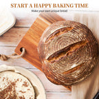 Dimpola Banneton Bread Proofing Basket Banneton Basket Set Sourdough Proofing Basket Round Proofing Bowls Handmade Rattan Baskets and Liners (Round 9 inch Baking Set)