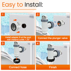 Above Ground Plunger Valves with Pool Hose Adapter B for Intex Above Ground Pool & Pump, Pool Parts and Accessories On/Off Plunger Valve Replacement & 25009 Hose Conversion Adapter 1 1/4 to 1 1/2