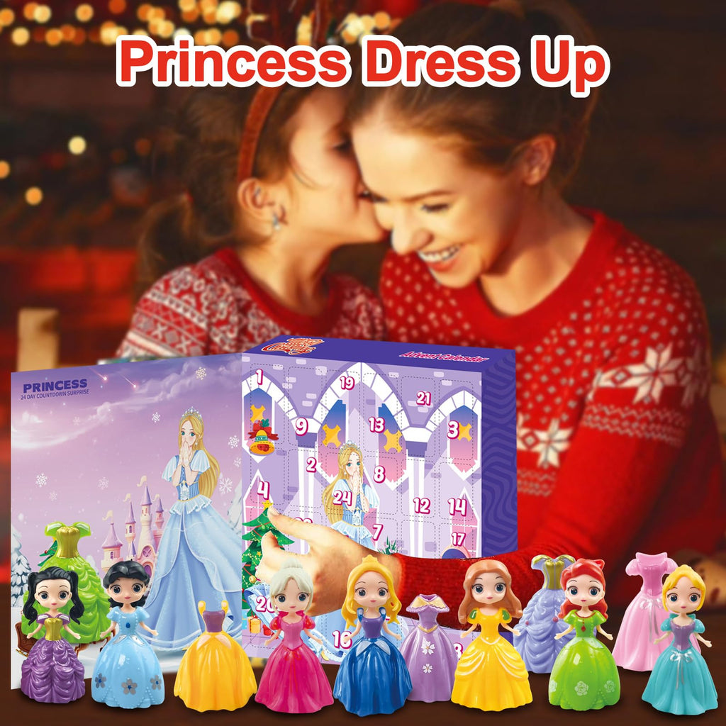 Advent Calendar 2026 for Kids Princess Set for Girls Doll Gifts Present 24 Days Princess Transformable Toys and Clothes Countdown Calendars