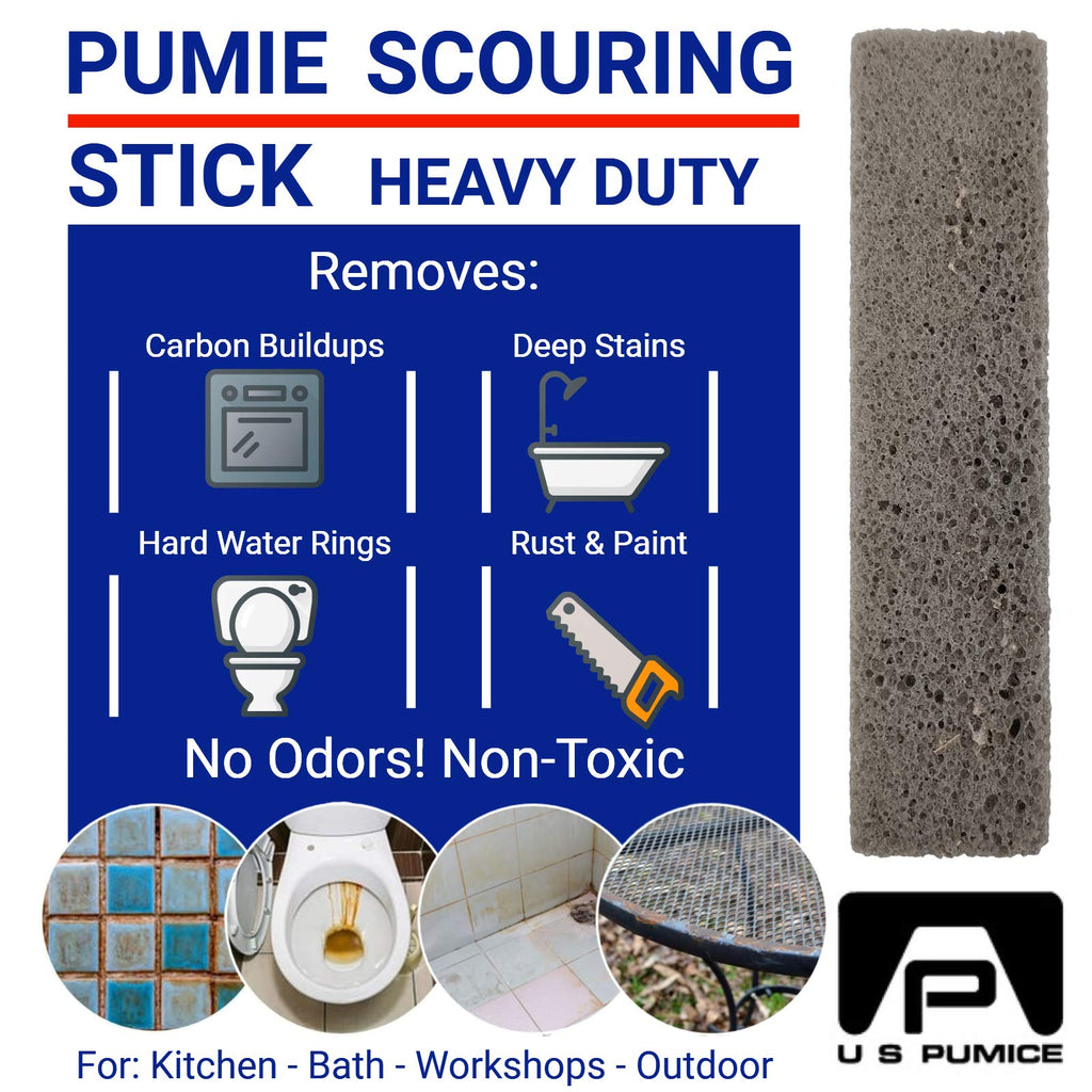 4-Pack PUMIE Heavy Duty Pumice Scouring Stick, Pumice Stone for Cleaning Tough Bathroom, Kitchen Stain, Grills, Pool, Scouring Stick for Cleaning Toilet Rings Stains, Hard Water Rings & Tiles Surfaces