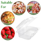 TOFLEN Disposable Sturdy Plastic Hinged Food Containers with Clear Lids (80 Pack) Clamshell Take Out Loaf Containers 7.2x4.7x3 Inches To Go Dessert Box Cake Slice Salad Pastry Sandwich Container