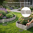 Imitation Stone Garden Fence - DIY Garden Edging Border, 2026 New Plastic Garden Retaining Fence, Interlocking No Dig Decorative Garden Fence with Stakes, for Yard, Patio, Outdoor (Gray, 30pcs)