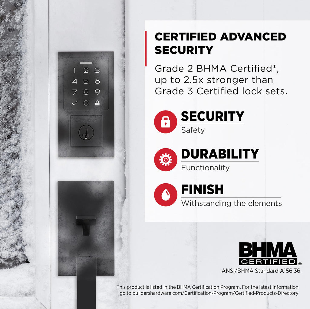Kwikset SmartCode 270 Keyless Entry Electronic Touchpad Deadbolt Door Lock with Auto-Lock, Custom User Codes, Advanced Security in Matte Black Contemporary