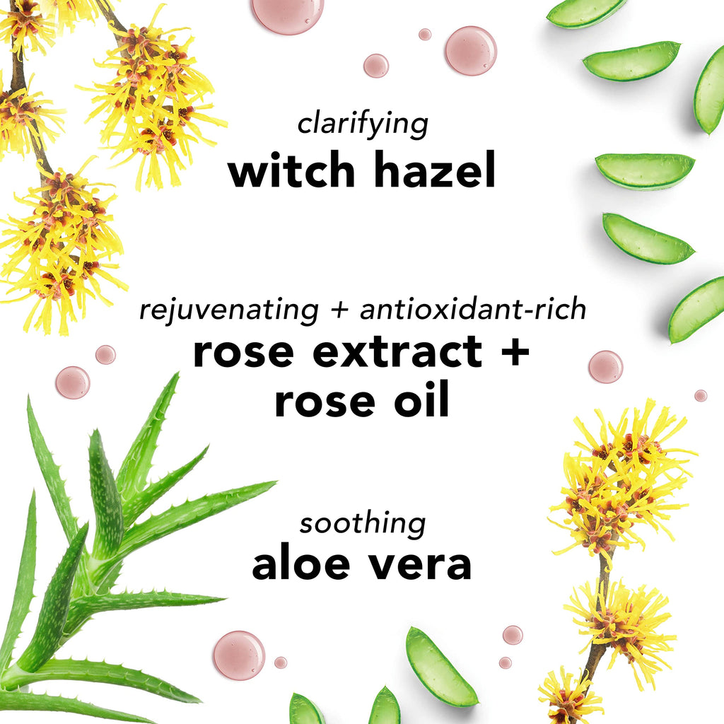 Mario Badescu Witch Hazel & Rosewater Toner for All Skin Types |Alcohol Free Facial Toner that Clarifies and Rejuvenates |Formulated with Witch Hazel & Rose Extract| 8 FL OZ