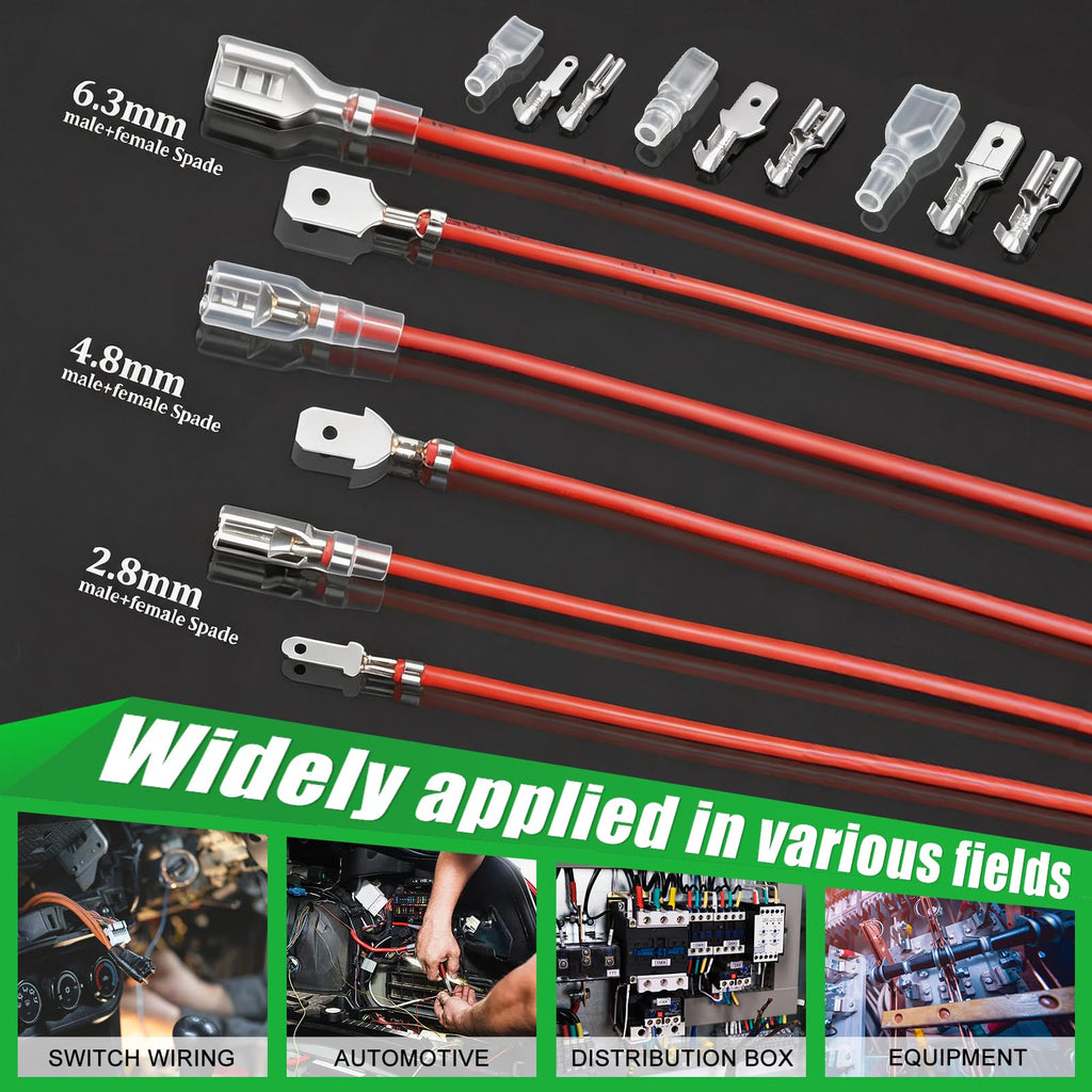 Twidec/440Pcs 2.8/4.8/6.3mm Quick Splice Male and Female Wire Spade Connector Crimp Terminal Block Assortment Kit with Insulating Sleeve for Electrical Wiring Car Audio Speaker