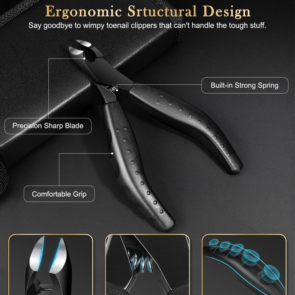Toenail Clippers for Thick & Ingrown Nails, Professional Nail Clipper Set with Pedicure Tool, Super Sharp Fingernail Cutter with Catcher, Podiatrist Toe Nail Clippers Kit for Seniors, Men & Women