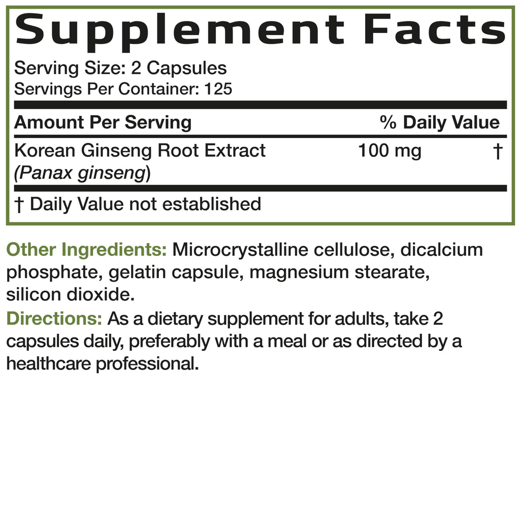 Bronson Korean Panax Ginseng Supports Energy, Endurance & Vitality + Memory and Mental Performance, 250 Capsules