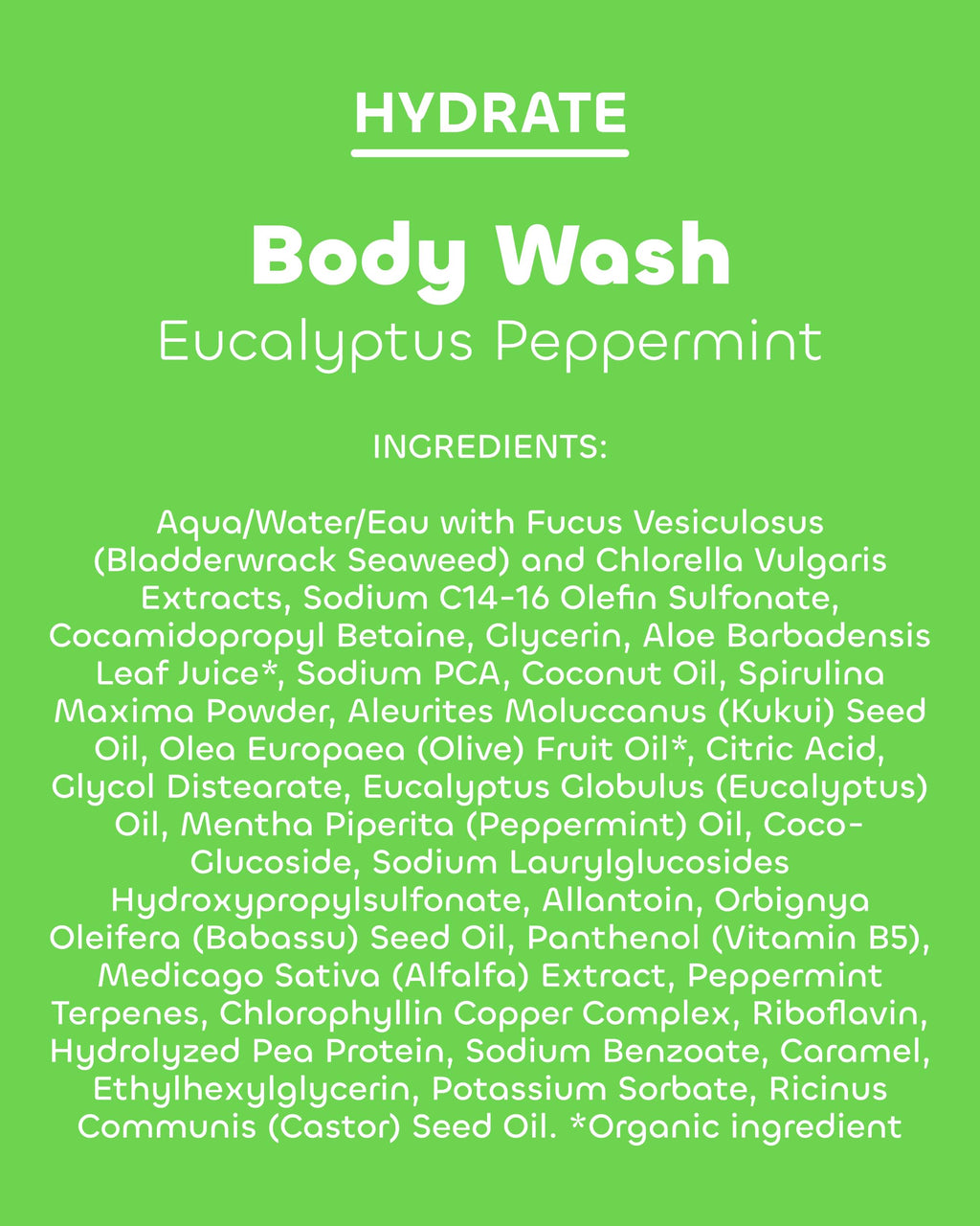 Seaweed Bath Co. Hydrate Body Wash - Eucalyptus Peppermint - Hydrating Lathering Cleanser with Nourishing Natural Ingredients - Vegan, Paraben and Sulfate Free Shower Gel - 12 oz (Pack of 2)