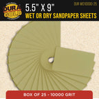 Dura-Gold Premium 10000 Grit Wet or Dry Sandpaper Sheets, 5-1/2" x 9", Box of 25 - Auto Car Color Sanding Detailing, Polishing Wood, Plastic Glass, Epoxy, Stone, Metal Finishing Hand Sand Block Sander