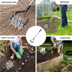 BARAYSTUS Rotary Cultivator Garden Tool, Adjustable Hand Tiller 29.7-57in