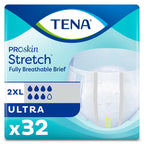 TENA Stretch Ultra Briefs, Incontinence, Disposable, Heavy Absorbency, 2XL, 32 Count, 2 Packs, 64 Total
