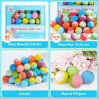 60 Pack Bath Bombs Set, Christmas Stocking Stuffers, Birthday Gift Set for Women, Natural Organic Bath Bubble Bombs for Kids/Women/Men/Mom Individually Wrapped Handmade
