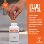 NBI Brain Blend for Memory, Focus, Concentration, Cognitive Function for Men & Women | Caffeine-Free with ALCAR, Alpha Lipoic Acid, Huperzine A, Turmeric | Nootropic | 120ct Capsules
