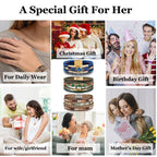 LOWNOUR Boho Bracelets for Women 3pcs Leather Bracelet for Women Western Jewlery Leopard Multi-Layer Crystal Beads Stone Leather Cuff Wrap Bracelets (Boho-3pcs)