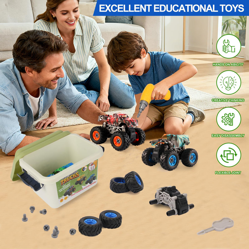 Trovogil Take Apart Monster Truck Toys for Kids 3 4 5 6 7 8 Year Old Boys, STEM Educational Building Toys with Electric Drill & Storage Box Gift Birthday Christmas for Boys Girls Kids Toddlers