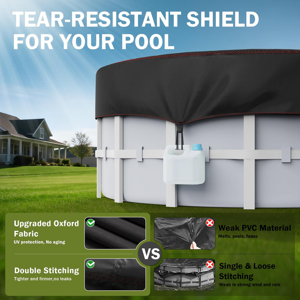 10 Ft Round Pool Cover, Solar Covers for Above Ground Pools, Stock Tank Pool Protector with Tightening Ratchet, Swimming Pool Cover Ideal for Waterproof and Dustproof