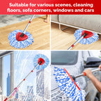 Spin Mop Head, Base, Handle Replacement for O-Ceda RinseClean 2 Tank System,4 Microfiber Mop Refills, 1 Base and 30-58in Handl Set Combo (Blue 2 Tank System)