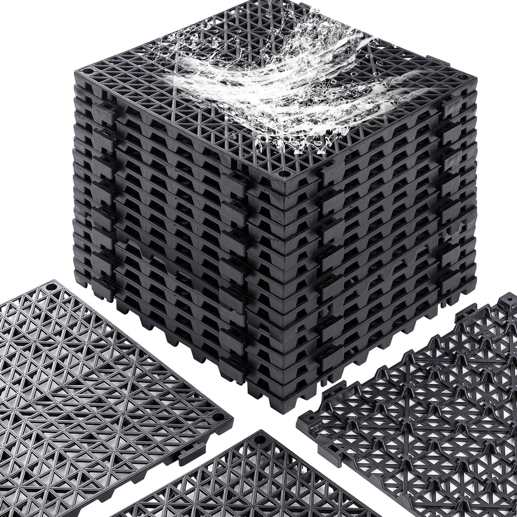 12” x 12” Drainage Interlocking Floor Mats 12 Pack for Outdoor and Indoor