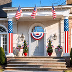 Frienda 4 Pack 4th of July American Flag Column Wraps 108 x 54 Inch Striped Porch Independence Day Column Wraps with 1 Roll Tape Disposable Pillar Wrap for Independence Day Party Outdoor Decor