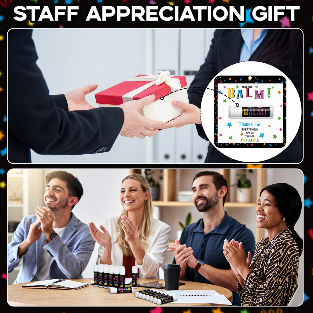 Sacubee 90 Pack Employee Appreciation Gifts Bulk Lip Balm Teacher Employee Staff Team Thank You Gifts You're the Balm Winter New Year Appreciation Party Favors for Women Men Coworkers Volunteer
