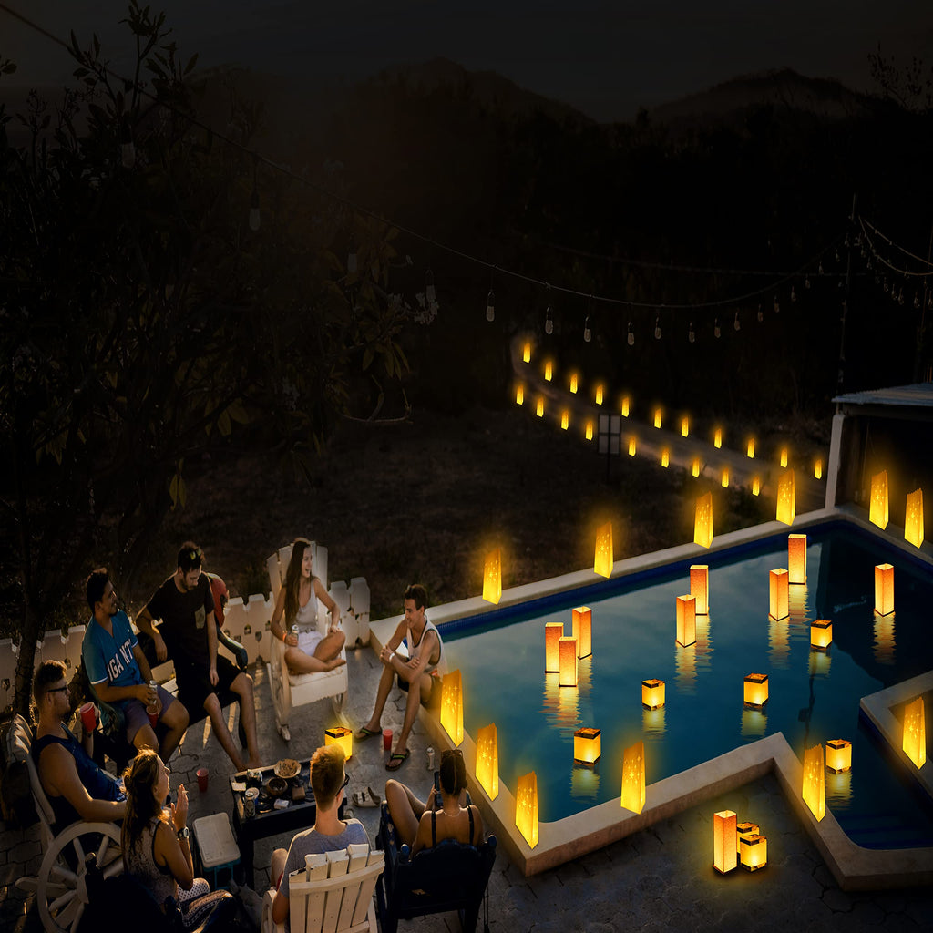 FUELYE Square Rectangle Floating Candles Lantern Sets,Outdoor Decoration Waterproof Floating Lanterns for Pool,River,Memorials,Wedding,Bar,and Parties(6Pack)