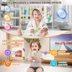 Baby TV Remote Toy - Realistic Play Remote toy with Lights and Sounds, 3 Languages (English, Spanish & French), Learning Musical Toys, Preschool Infant Boys Girls Toys Gift for 1 2 Year Old, Black