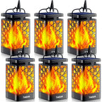 TomCare Solar Lanterns Outdoor Upgraded Flickering Flame Waterproof Hanging Lanterns Decorative Solar Powered LED Lights for Patio Deck Yard, 6 Pack