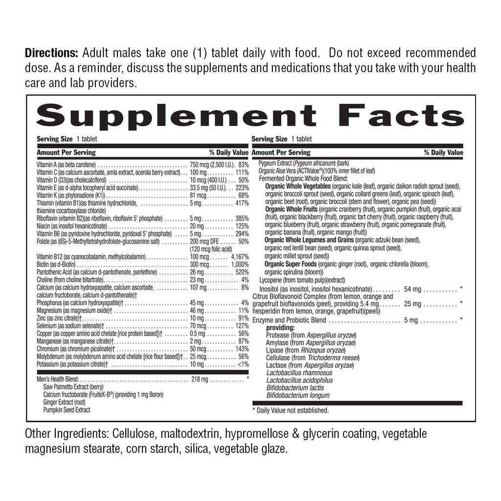 Country Life Core Daily-1 for Men - Multivitamin with Probiotics, Saw Palmetto, Pumpkin Seed Extract, and Coenzymated B Vitamins - Gluten-Free and Vegetarian - 60 Tablets