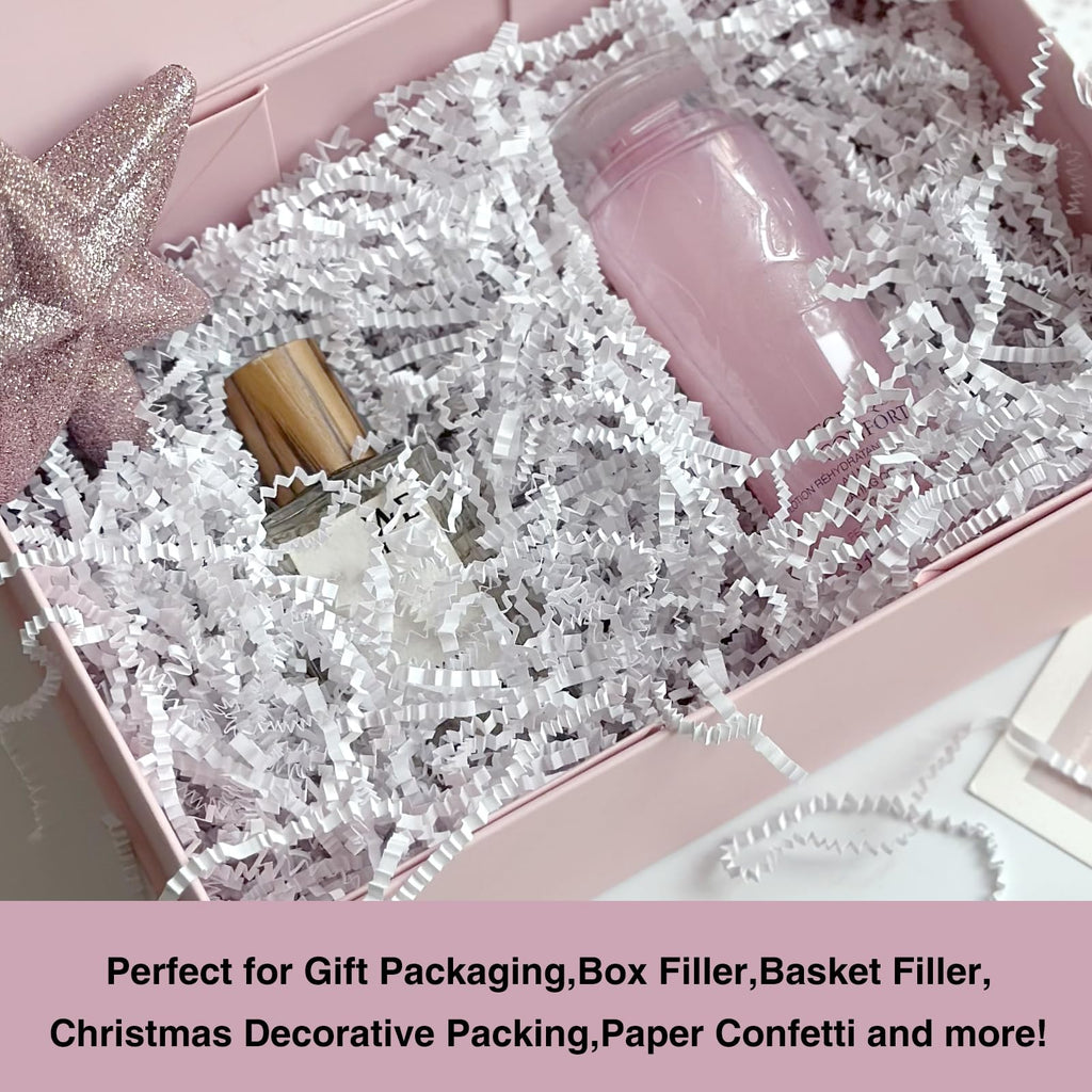 Corlcol 2LB Crinkle paper Shred Paper Filler For Gift Box Basket Bags On Holiday(White).