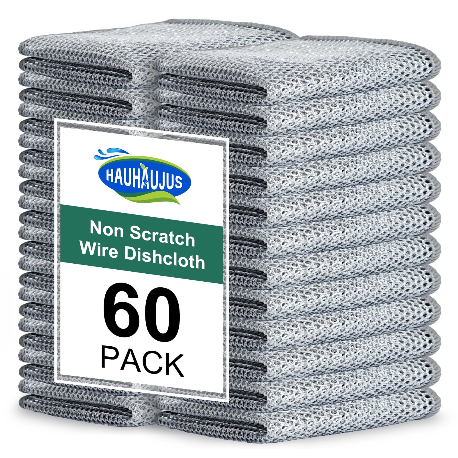 HAUHAUJUS Non Scratch Wire Dishcloth, 60 Pack