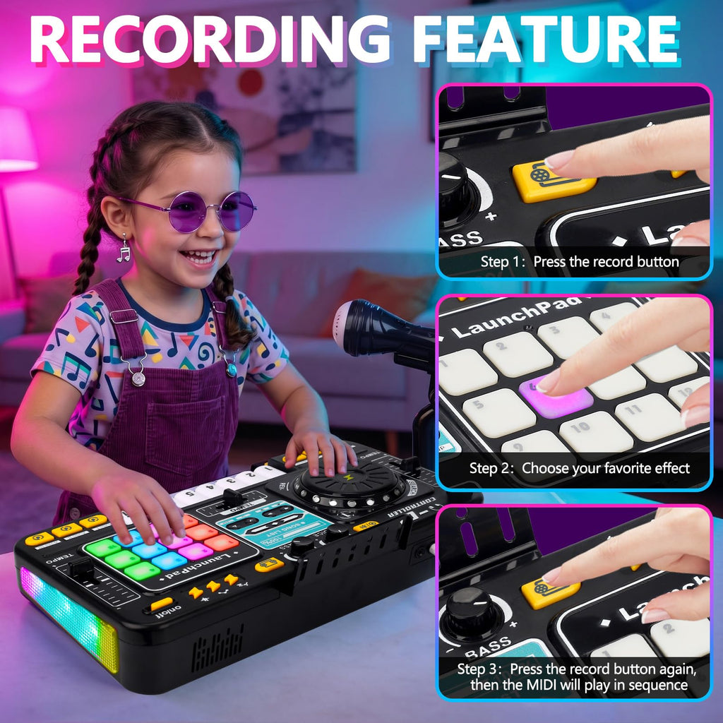 Tsomtto Kids DJ Mixer Table Musical Toy with Lights & Bluetooth