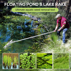 PVNIEFC Floating Lake Rake, 36" Aluminum All Purpose Lake and Landscape Rake with 11' Extension Handle and 52' Rope, Weed & Algae Removal