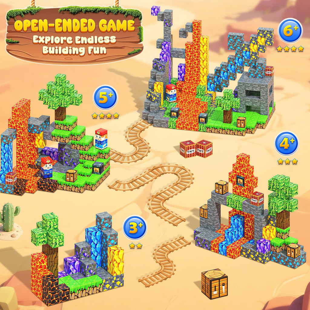 Magnetic Blocks 100PCS Kids Toys Magnetic Building Blocks Sensory Stem Boys Toys Ages 3-5 4-6 5-7 Classroom Must Haves 3 4 5 6 7 8 9 10 Year Old Boy Birthday Gifts