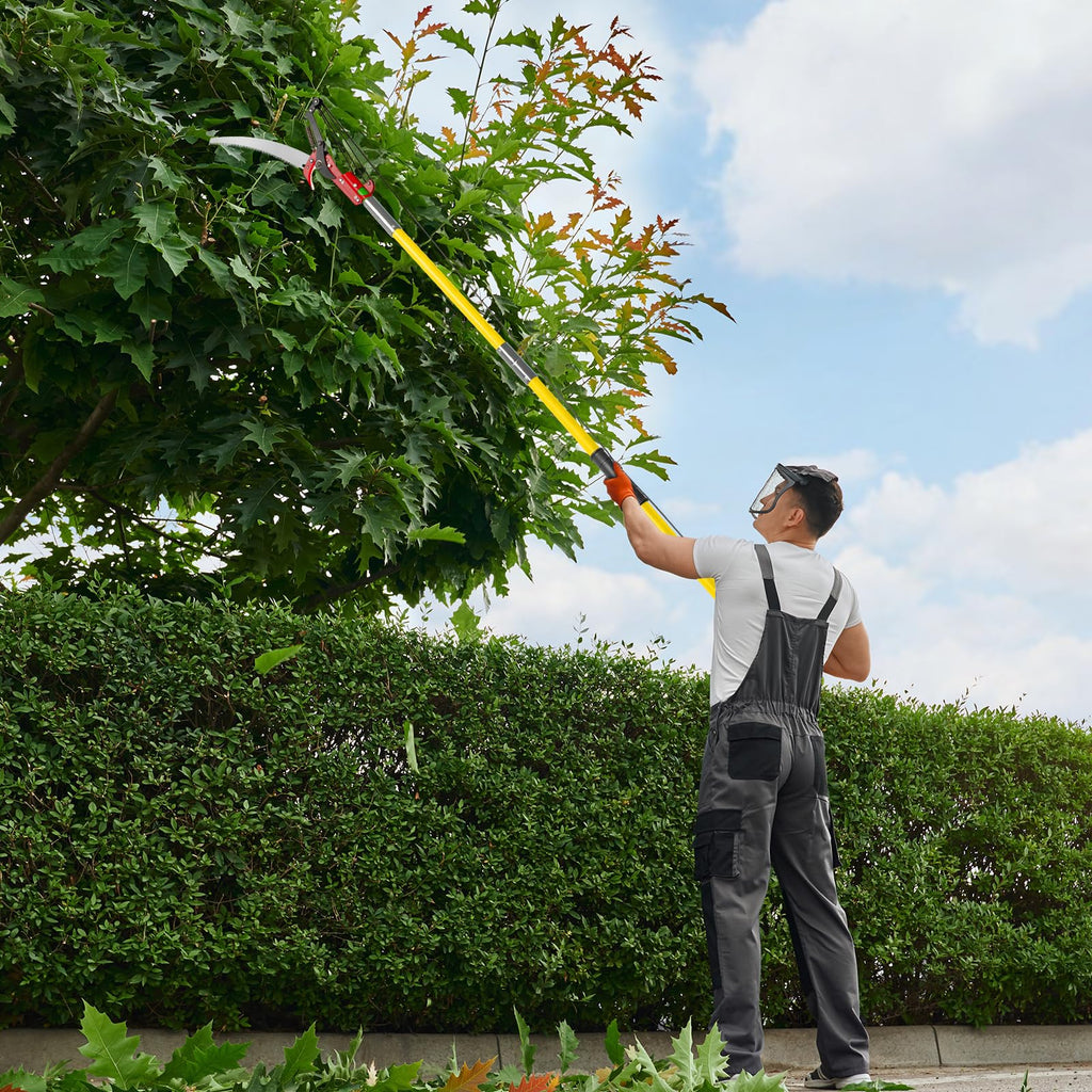Outvita 30 Feet Extendable Manual Pole Saw Tree Pruner, Yellow