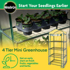 Miracle-Gro 23" x 17" x 57" 4-Tier Indoor/Outdoor Mini Greenhouse Plant Tent, All-Season Compact Plant Growth Accelerator with PVC Cover and Roll-Up Zipper Door, Clear