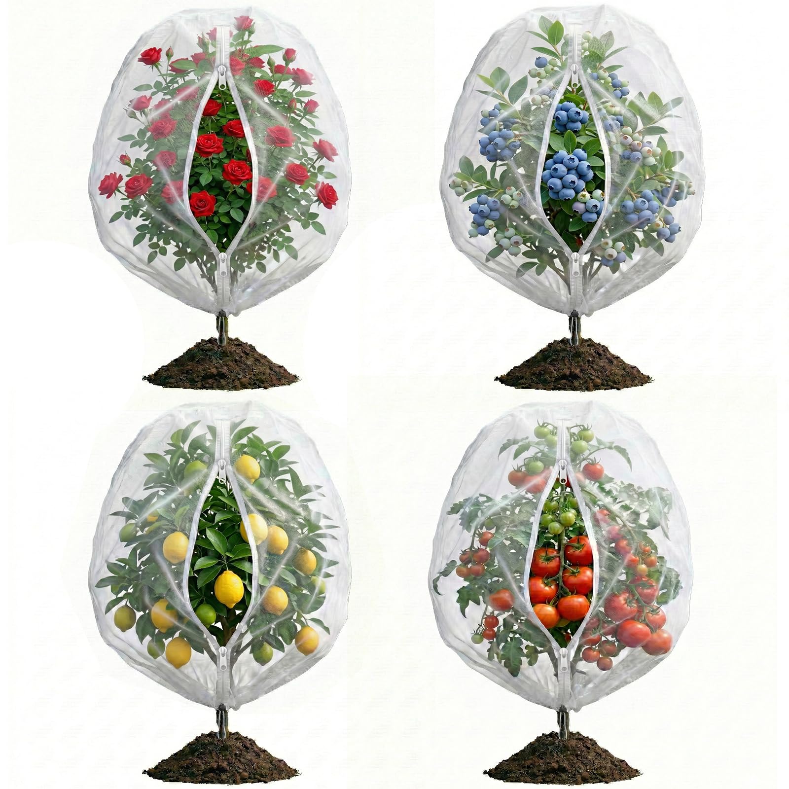 Garden Bird Netting for Plant and Fruit Tree Protection,4 Pack 4.9x4FT