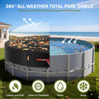 9 Ft Round Pool Cover, Solar Covers for Above Ground Pools, Stock Tank Pool Cover Protector with Accessories, Round Hot Tub Cover Ideal for Waterproof and Dustproof