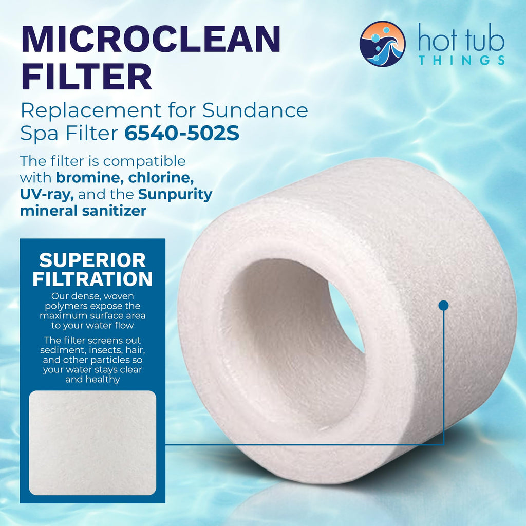 Hot Tub Things Replacement Filter Cartridge for Sundance Spas 6540-502 (2002–2024), MicroClean Technology, Captures Oils & Fine Debris, Tool-Free Replacement Every 3-4 Months, Spa Filter Cartridges